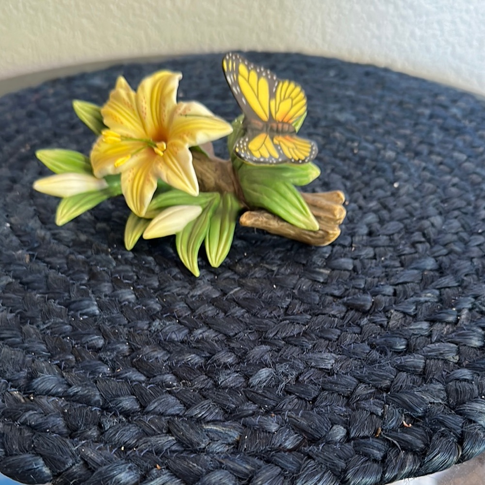 Yellow Lily and Butterfly Figurine